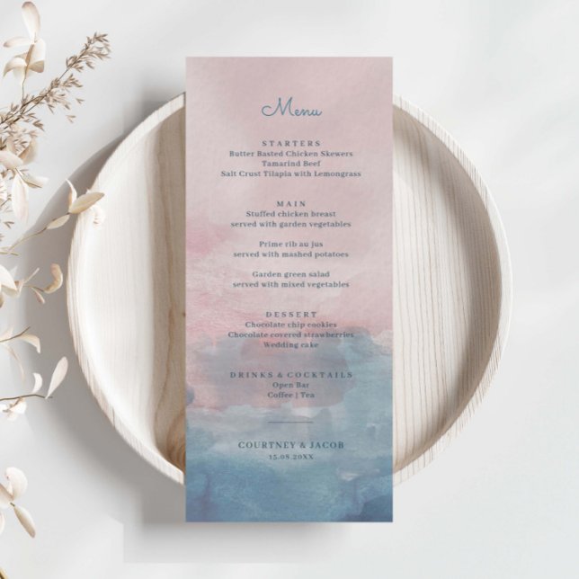 Pink and Blue Watercolor Menu Card (Creator Uploaded)