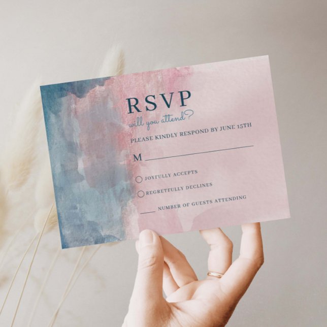 Pink and Blue Watercolor RSVP card (Creator Uploaded)