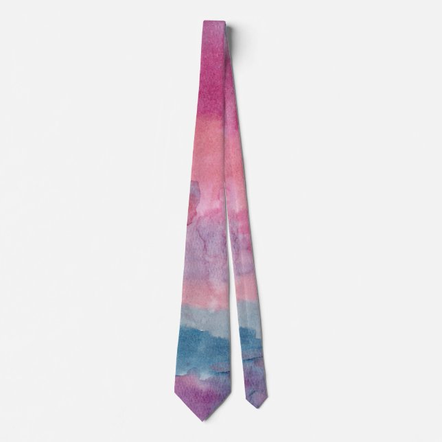 Pink and Blue Watercolor Tie (Front)