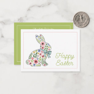 Pink and Blue Wildflower Easter Rabbit Card