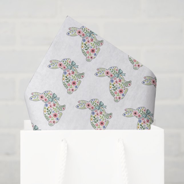 Pink and Blue Wildflower Easter Rabbit Tissue Paper (Gift Bag)