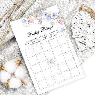 Pink and Blue Wildflower Gender Reveal Bingo Game