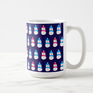 Pink and Blue Winter Snowmen Coffee Mug