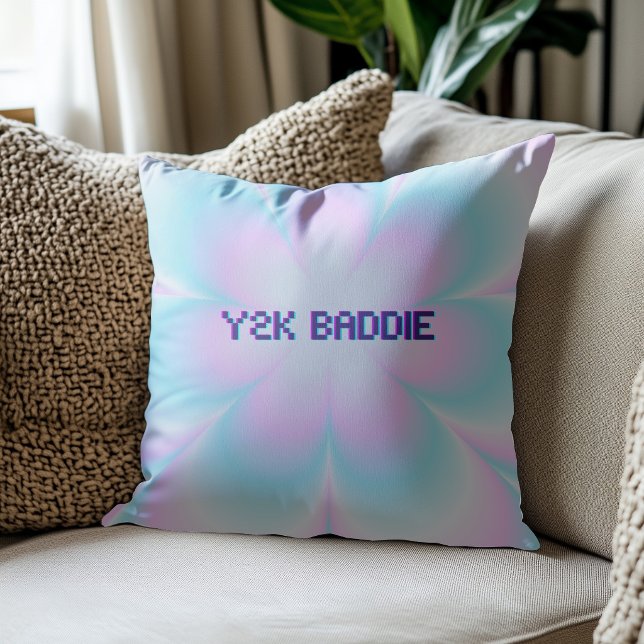 Pink and Blue Y2K Baddie Throw Pillow (Creator Uploaded)