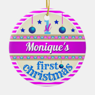 Pink and Blue / Your Baby's 1st First Christmas Ceramic Tree Decoration