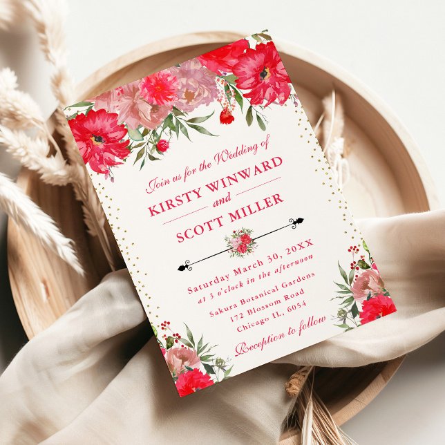 Pink and Blush Summer Flowers Wedding Invitation (Creator Uploaded)