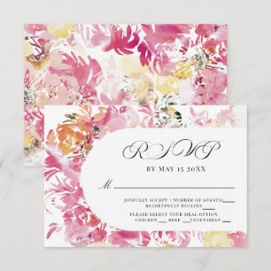 Pink and Blush Watercolor Flower Arch RSVP Card