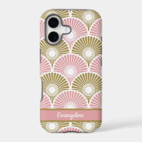 Pink and Brass Chinese Semi Circle Wave Pattern