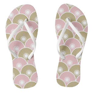 Pink and Brass Chinese Semi Circle Wave Pattern Jandals