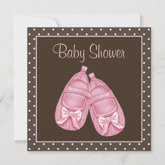 Pink and Brown Baby Girl Shower Invitation (Front)