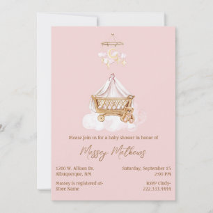Pink and Brown Boho Baby Shower Invitation
