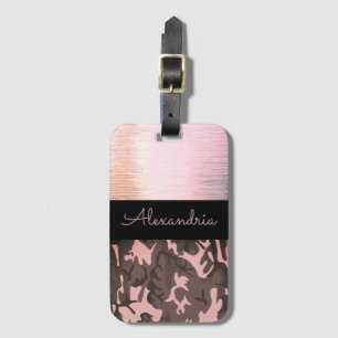 Pink and Brown Camo Personalised Luggage Tag