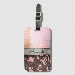 Pink and Brown Camo Personalised Luggage Tag