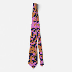 Pink and Brown Camouflage in Navy Tones Tie