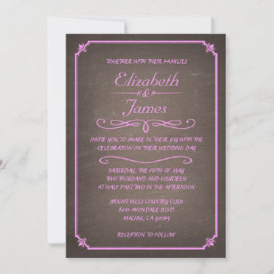 Pink and Brown Chalkboard Wedding Invitations