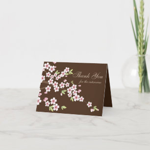 Pink and Brown Cherry Blossom, Thank you Interview Card