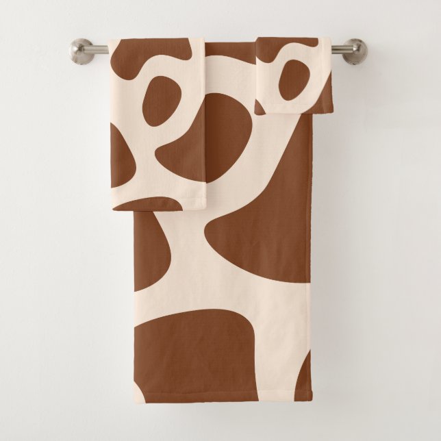 Pink and Brown Cow Print Bath Towel Set (Insitu)