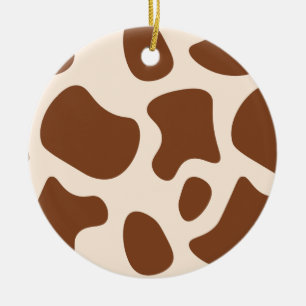 Pink and Brown Cow Print Ceramic Tree Decoration