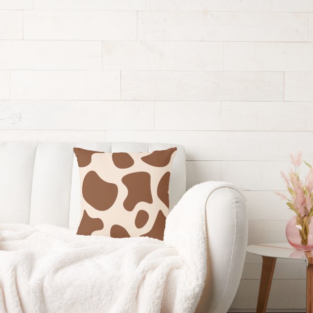 Pink and Brown Cow Print Cushion (Couch)