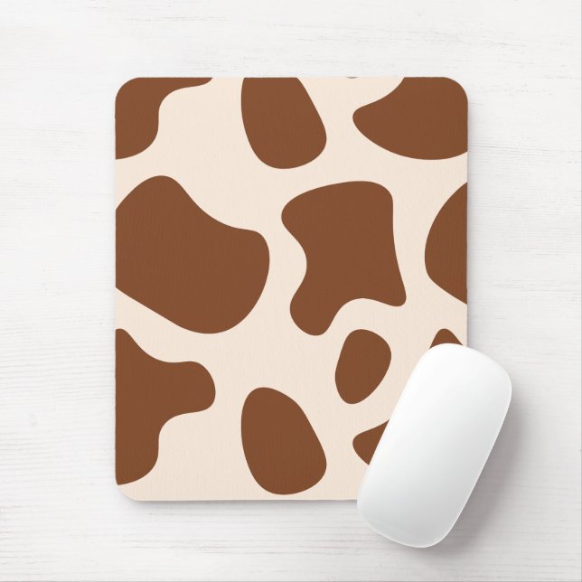 Pink and Brown Cow Print Mouse Pad (With Mouse)