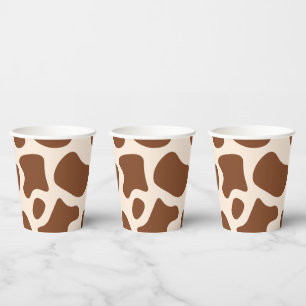 Pink and Brown Cow Print Paper Cups