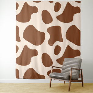 Pink and Brown Cow Print Tapestry