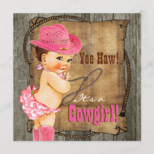Pink and Brown Cowgirl Baby Shower Invitation