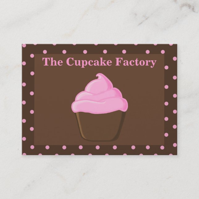 Pink and Brown Cupcake "chubby" Business Cards (Front)