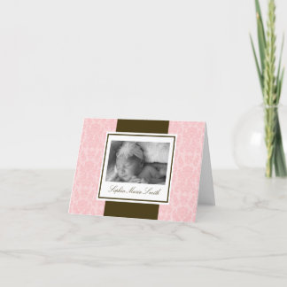 Pink and Brown Damask Note Card
