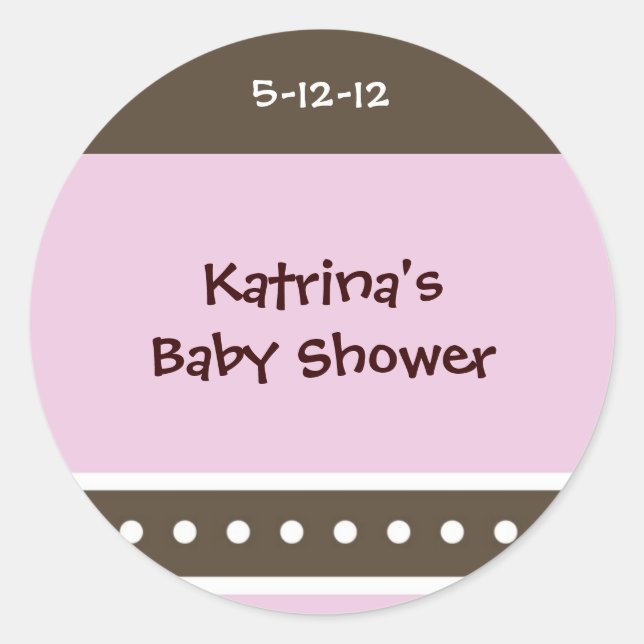 Pink and brown dots classic round sticker (Front)