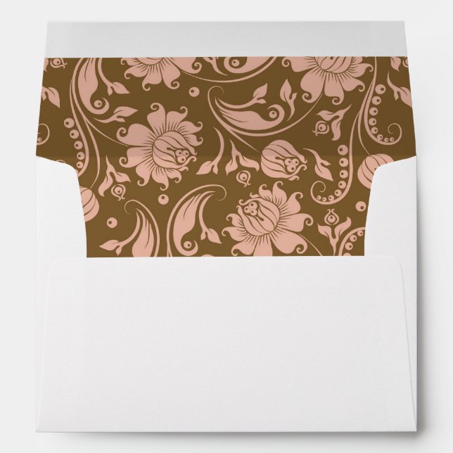 Pink and Brown Floral Pattern Envelopes (Back (Bottom))