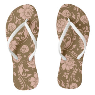Pink and Brown Floral Pattern Jandals