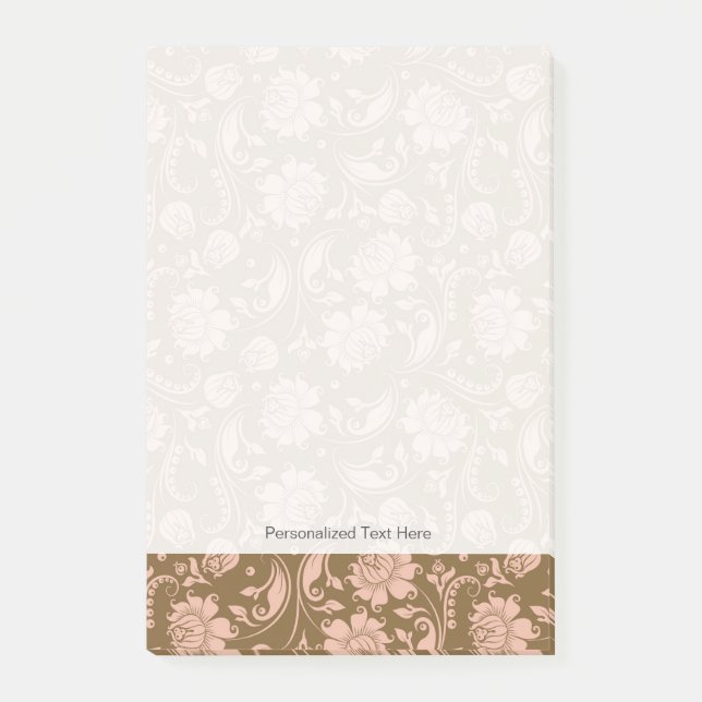 Pink and Brown Floral Pattern Post-it Notes (Front)