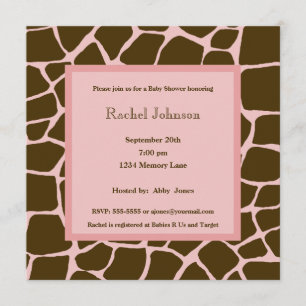 Pink and Brown Gariffe Baby Shower Invitation