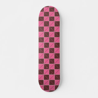 Pink and Brown Geo Plaid Skateboard