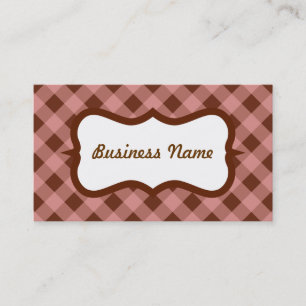 Pink and Brown Gingham Business Card
