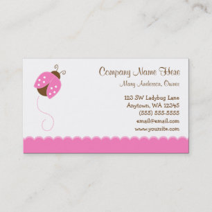 Pink and Brown Ladybug Business Card