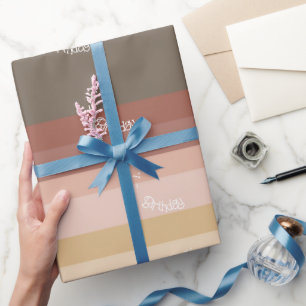 Pink And Brown Modern Stripe Wrapping Paper