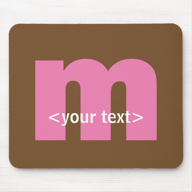 Pink and Brown Monogram - Letter M Mouse Pad (Front)