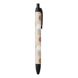 Pink And Brown Mum Pattern Black Ink Pen