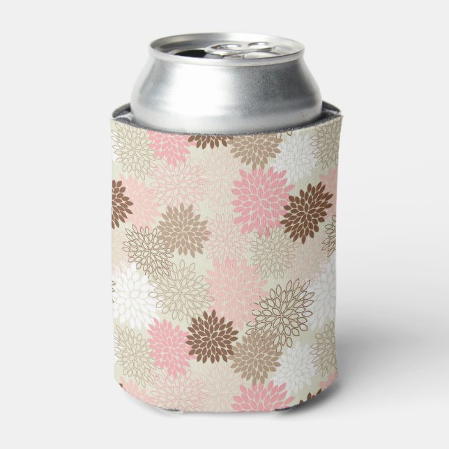 Pink And Brown Mum Pattern Can Cooler (Can Front)