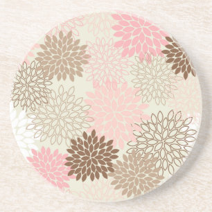 Pink And Brown Mum Pattern Coaster