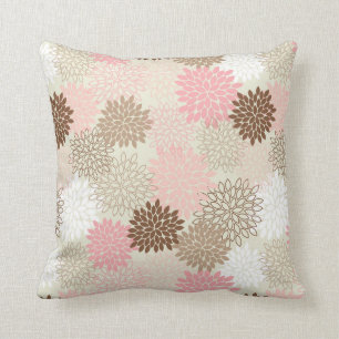 Pink And Brown Mum Pattern Cushion