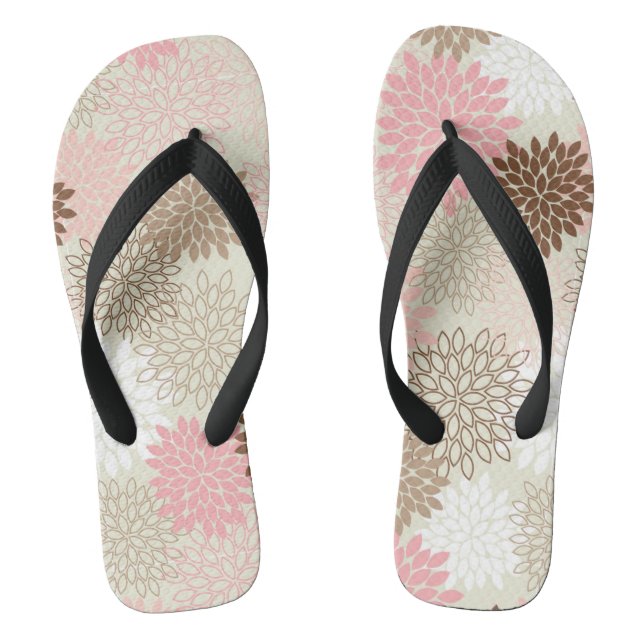 Pink And Brown Mum Pattern Jandals (Footbed)