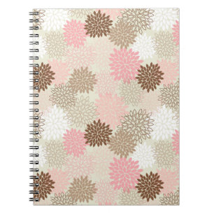 Pink And Brown Mum Pattern Spiral Notebook