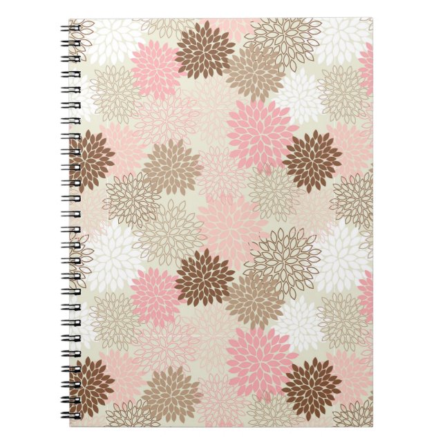 Pink And Brown Mum Pattern Spiral Notebook (Front)