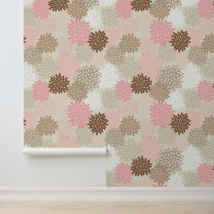 Pink And Brown Mum Pattern Wallpaper