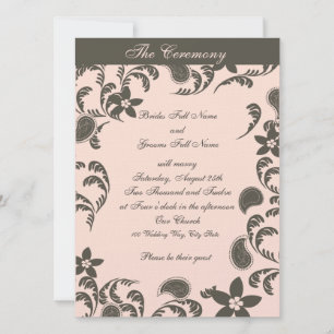 Pink and Brown Paisley Invitation