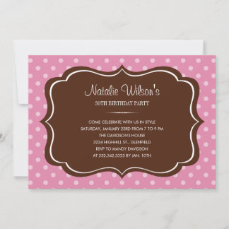Pink and Brown Polka Dot Invitations