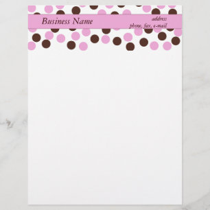 Pink and Brown Polka Dot Letterhead Design